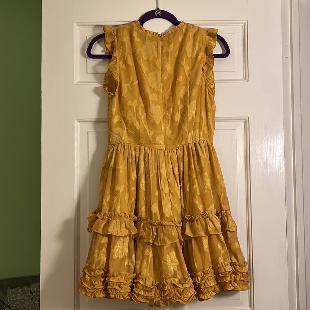 Lulus Ruffle Yellow Jacquard Dress - Picture 7 of 10